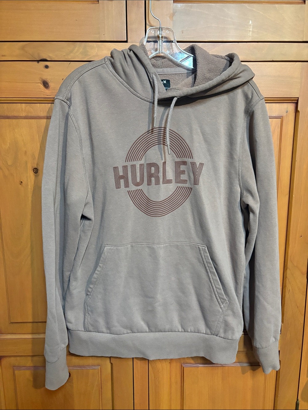 Hurley Men's Taupe Heather Pullover Hoodie with Graphic Logo
